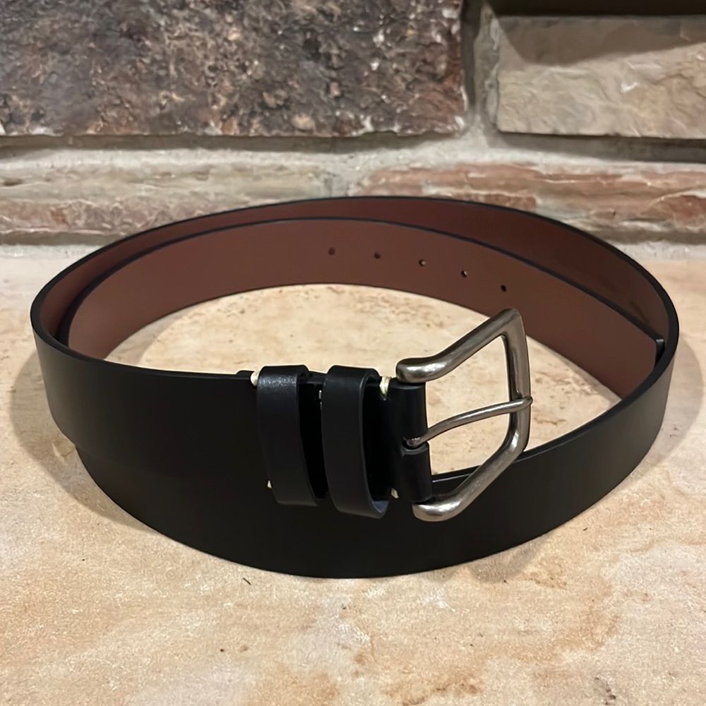 Roundtree & Yorke Black Full Grain Leather Simple Belt